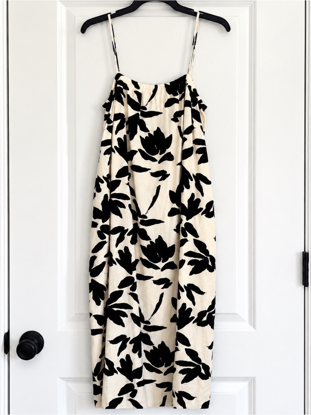 A New Day Black Cream Floral Midi Dress XS Oversized Flowy